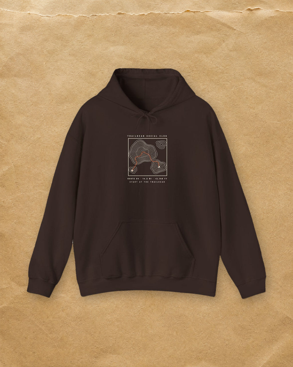 Route Map Hoodie in Dark Chocolate, styled