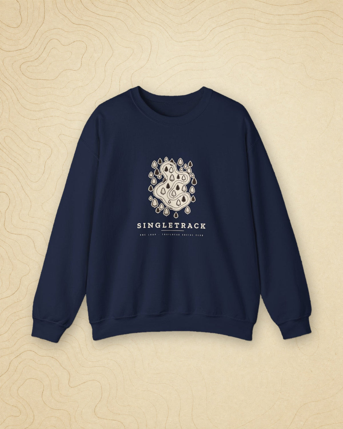 Singletrack Crewneck in Navy, styled
