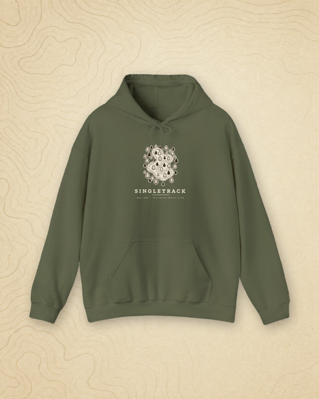 Singletrack Hoodie in Military Green, styled