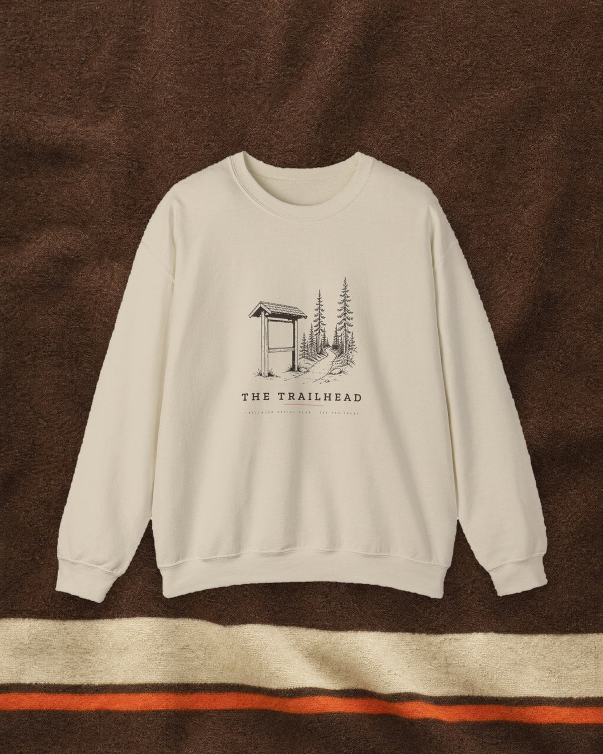 The Trailhead Crewneck in Sand, styled