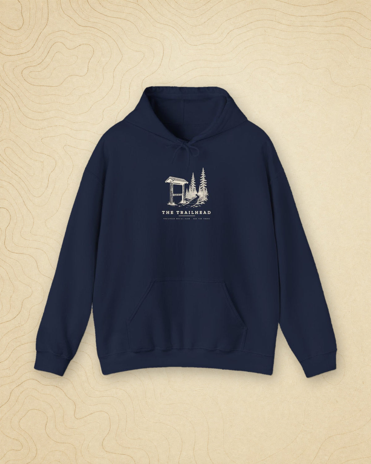 The Trailhead Hoodie in Navy, styled