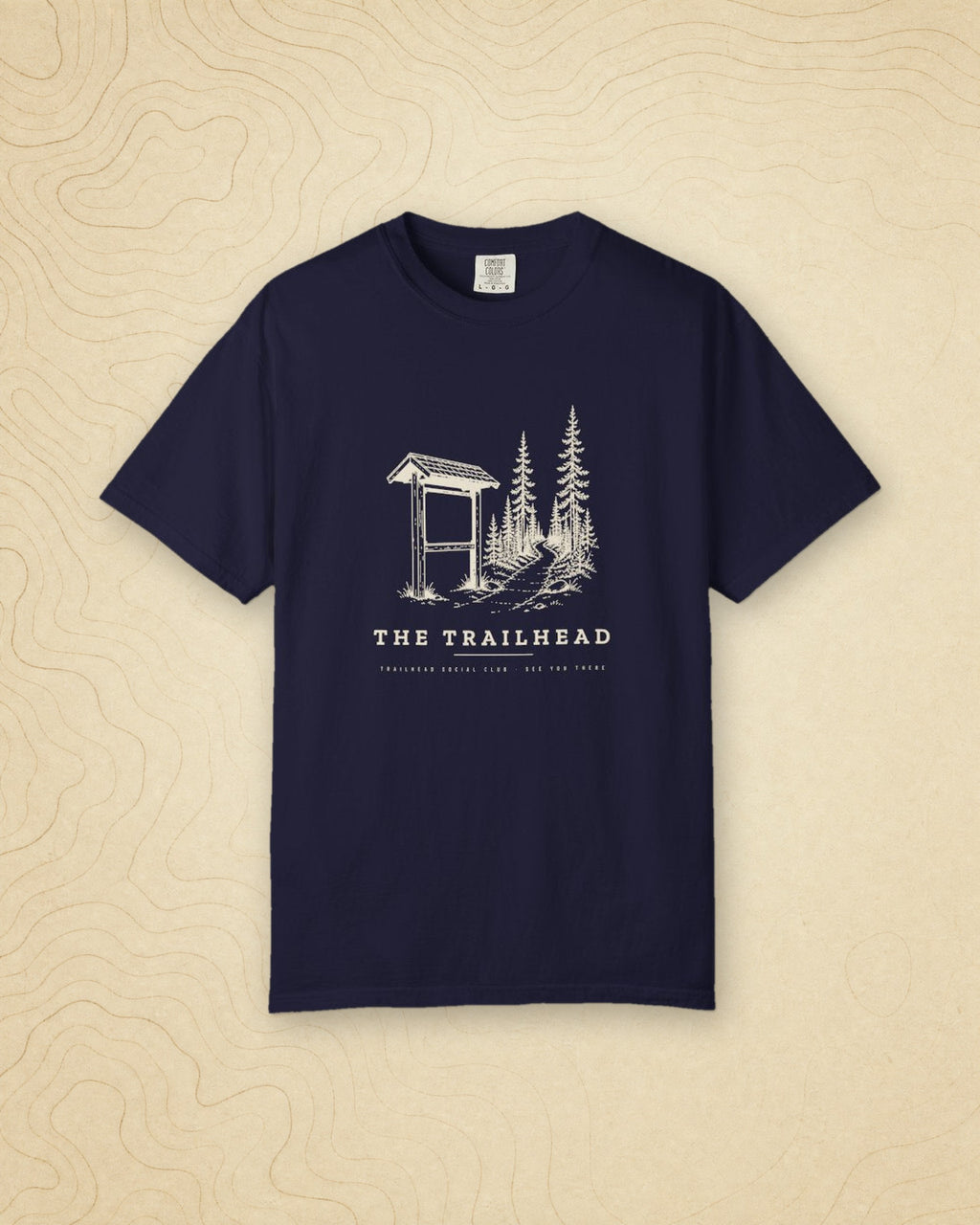 The Trailhead Tee in True Navy, styled