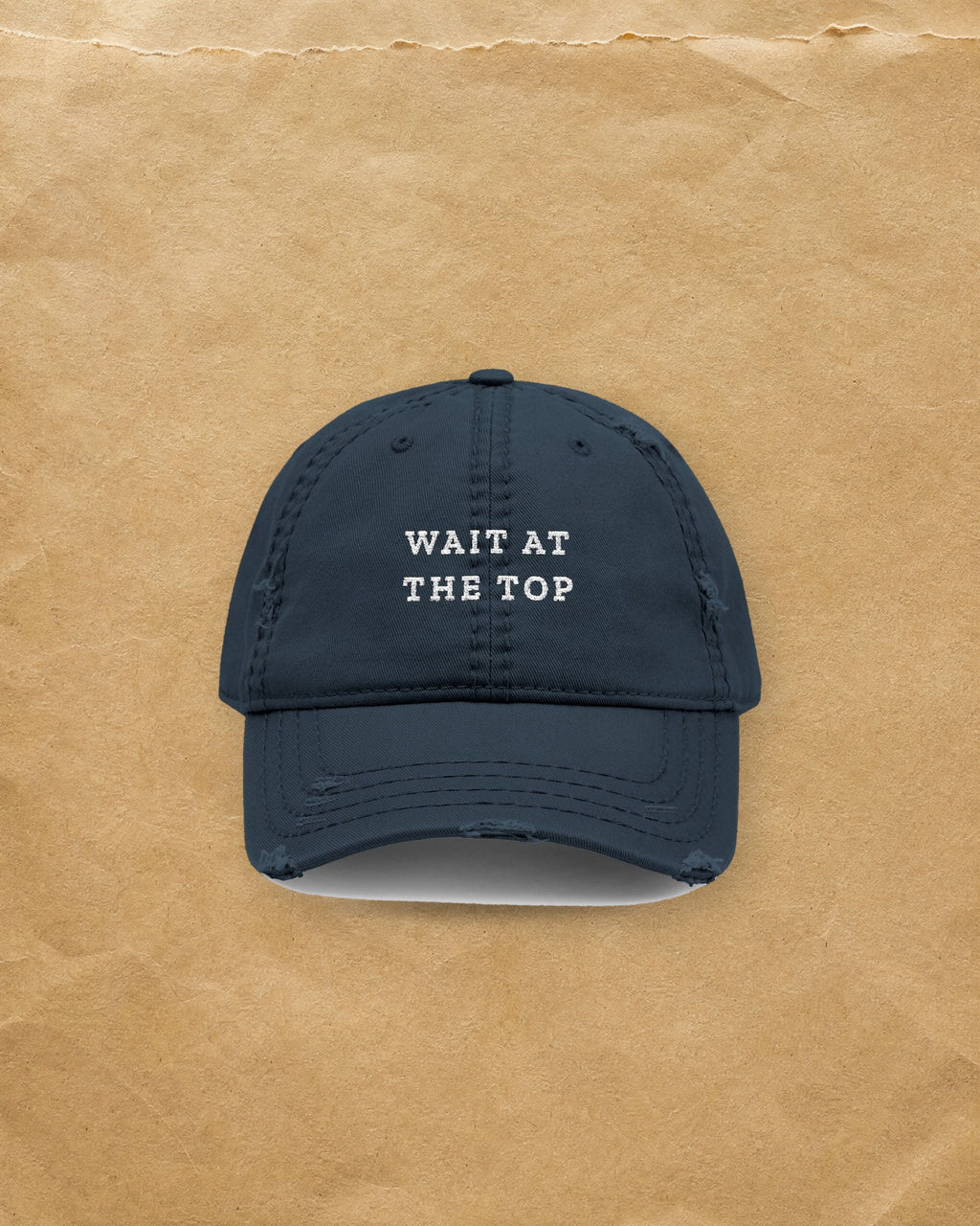 Wait at the Top Dad Hat in Dark Navy, styled