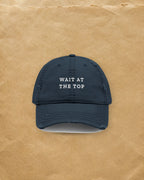 Wait at the Top Dad Hat in Dark Navy, styled