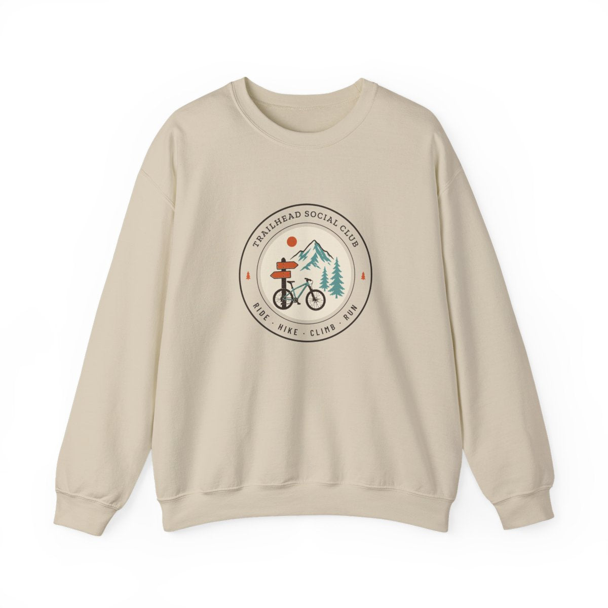 Trailhead Social Club Crewneck in Sand, front view
