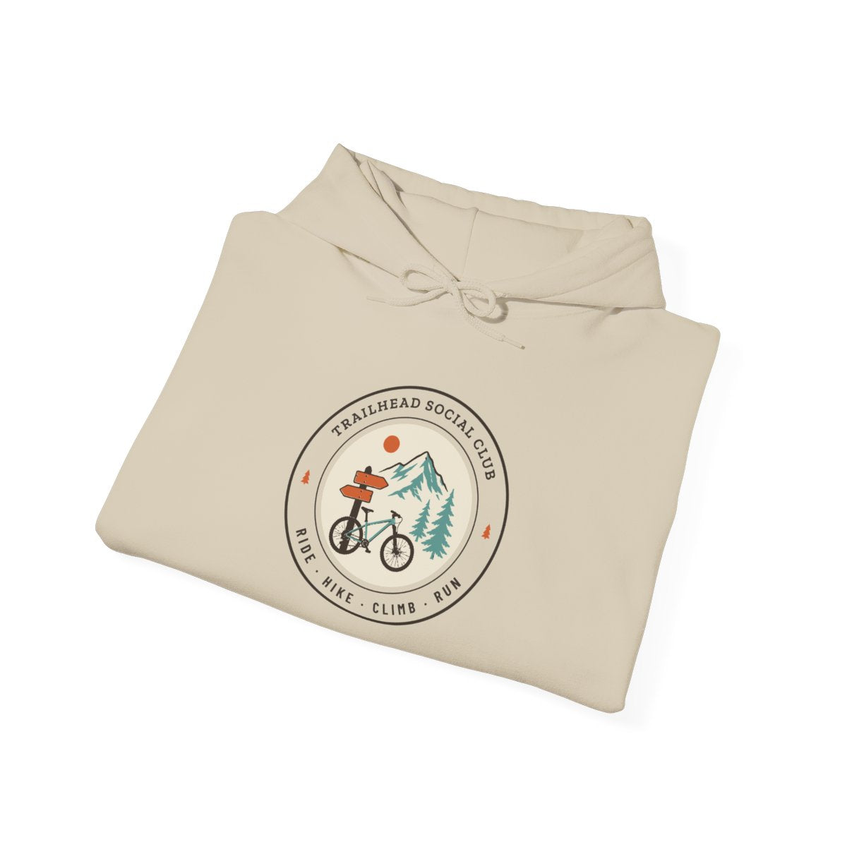 Trailhead Social Club Hoodie in Sand, folded