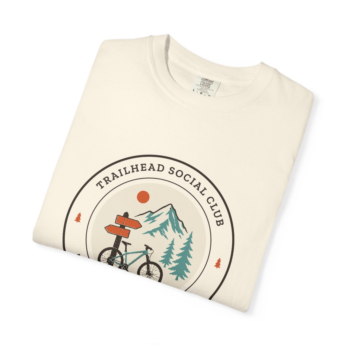 Trailhead Social Club Tee in Ivory, folded