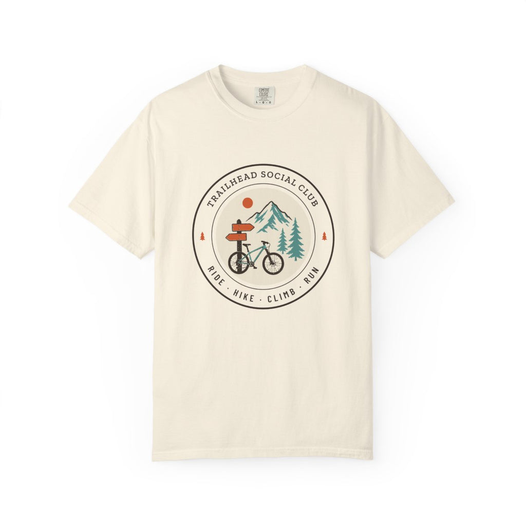 Trailhead Social Club Tee in Ivory, front view