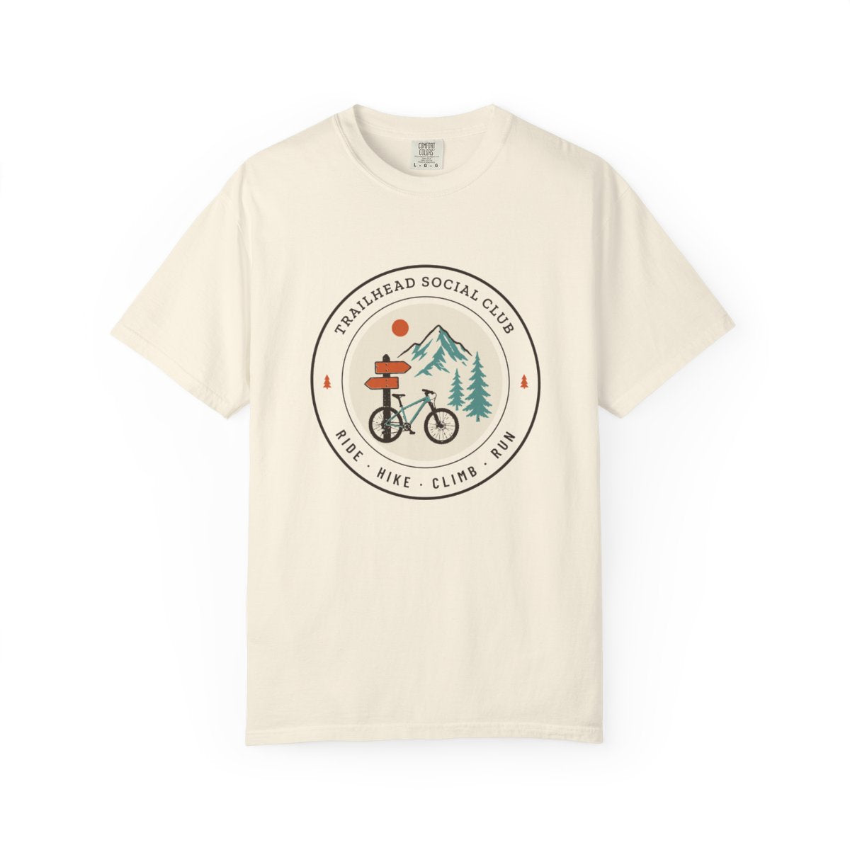 Trailhead Social Club Tee in Ivory, front view