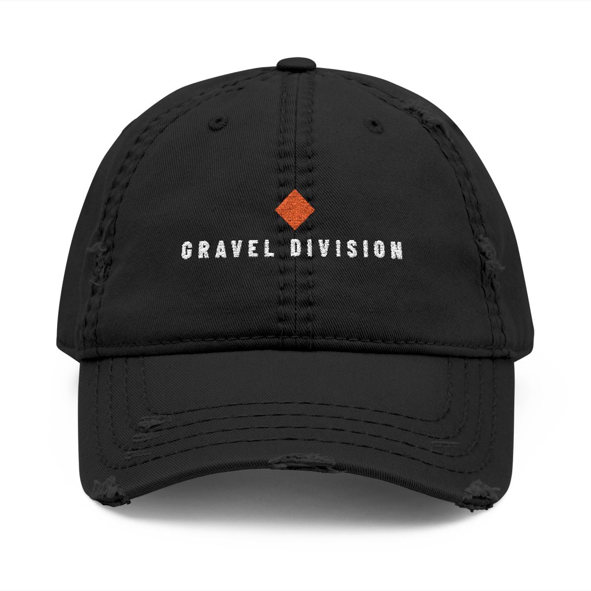 Gravel Division Dad Hat in Black, front view