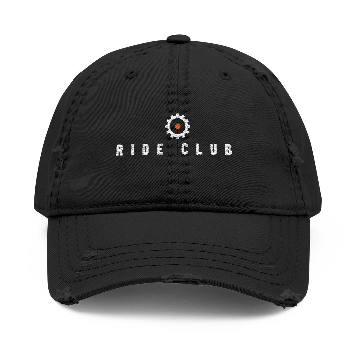 Ride Club Dad Hat in Black, front view