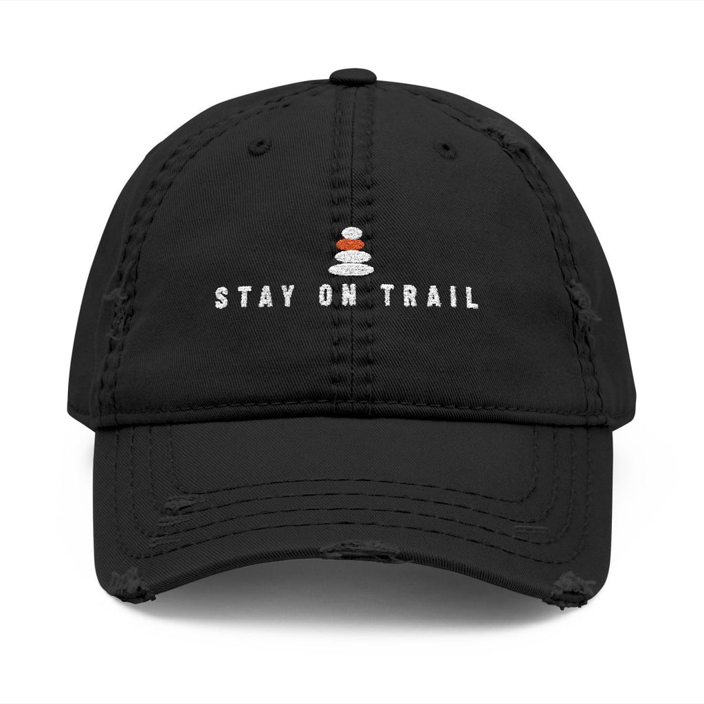 Stay on Trail Dad Hat in Black, front view
