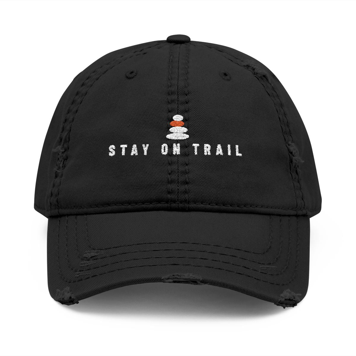 Stay on Trail Dad Hat in Black, front view
