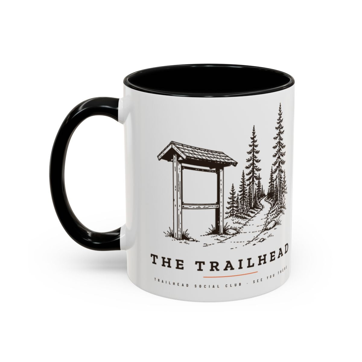 The Trailhead Mug in Black, design side