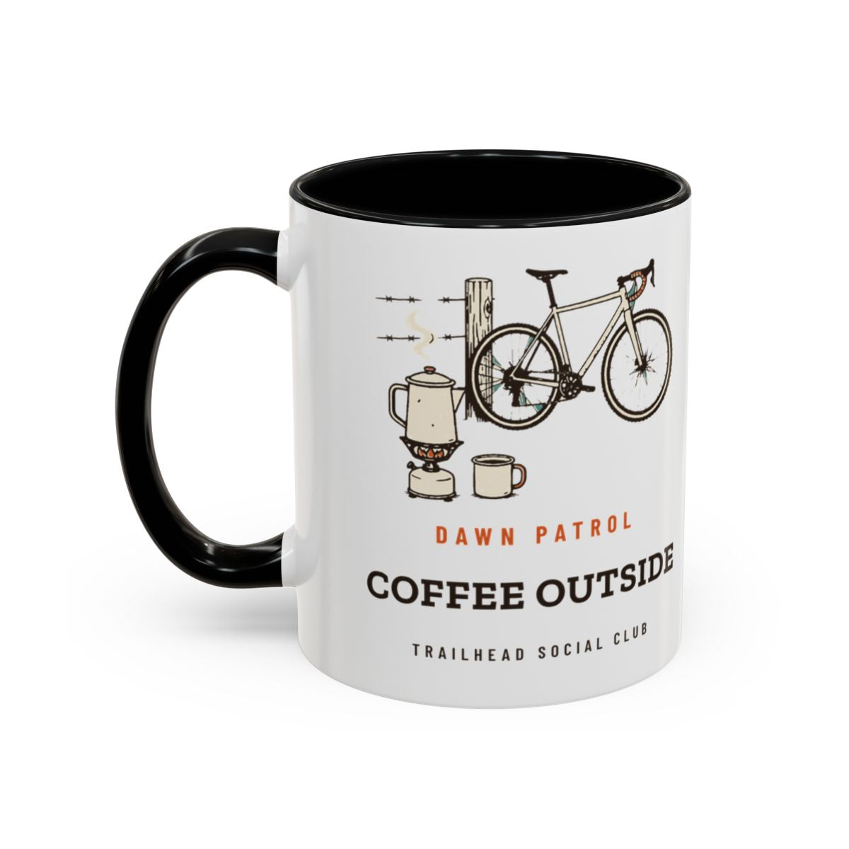 Coffee Outside Mug in Black, design side