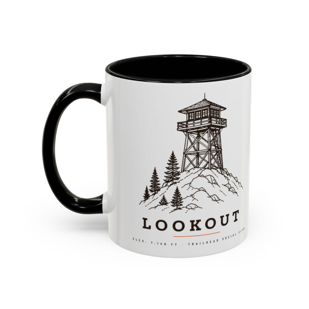 Lookout Tower Mug in Black, design side