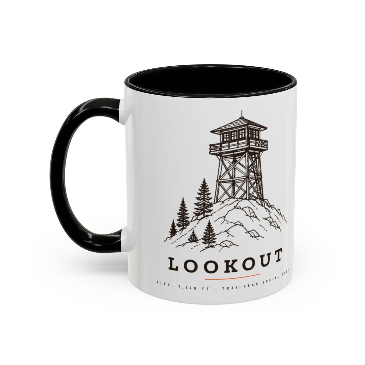 Lookout Tower Mug in Black, design side