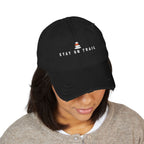 Stay on Trail Dad Hat in Black, on model