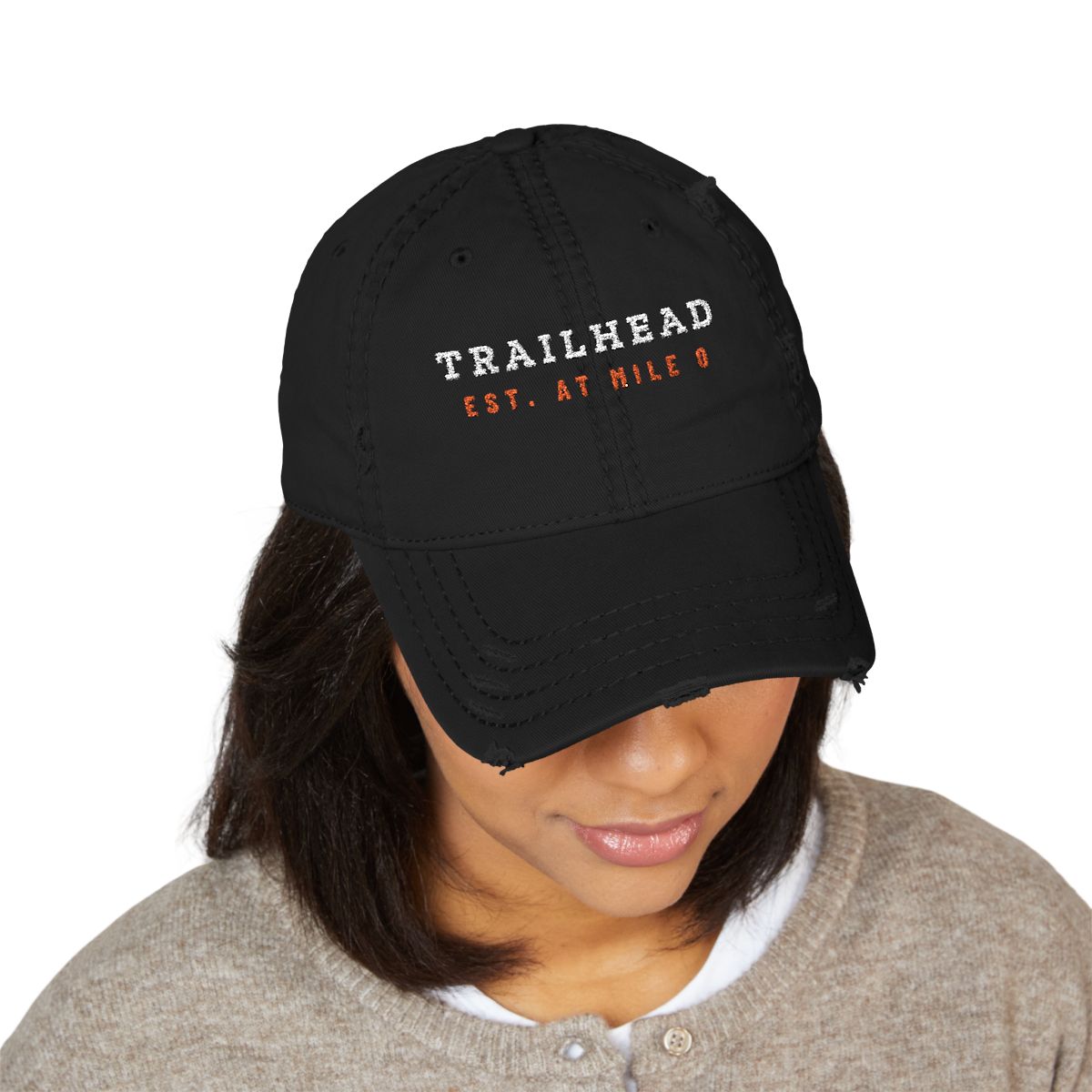 Established Dad Hat in Black, on model