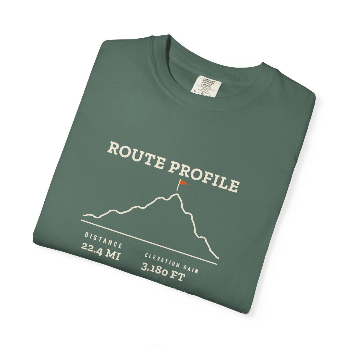 Route Profile Tee in Blue Spruce, folded