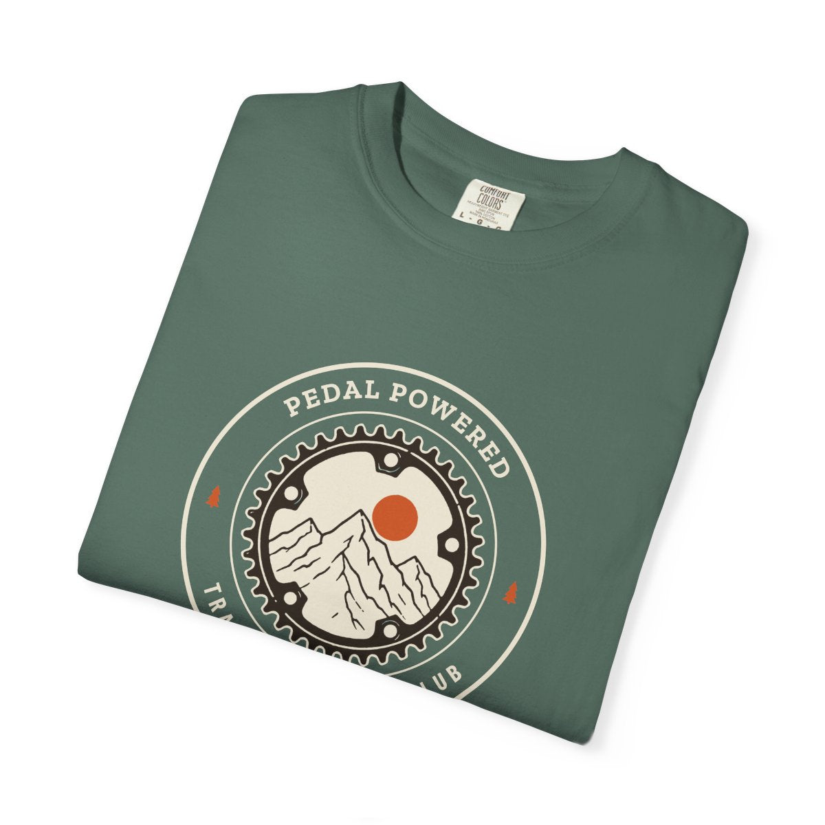 Chainring Tee in Blue Spruce, folded