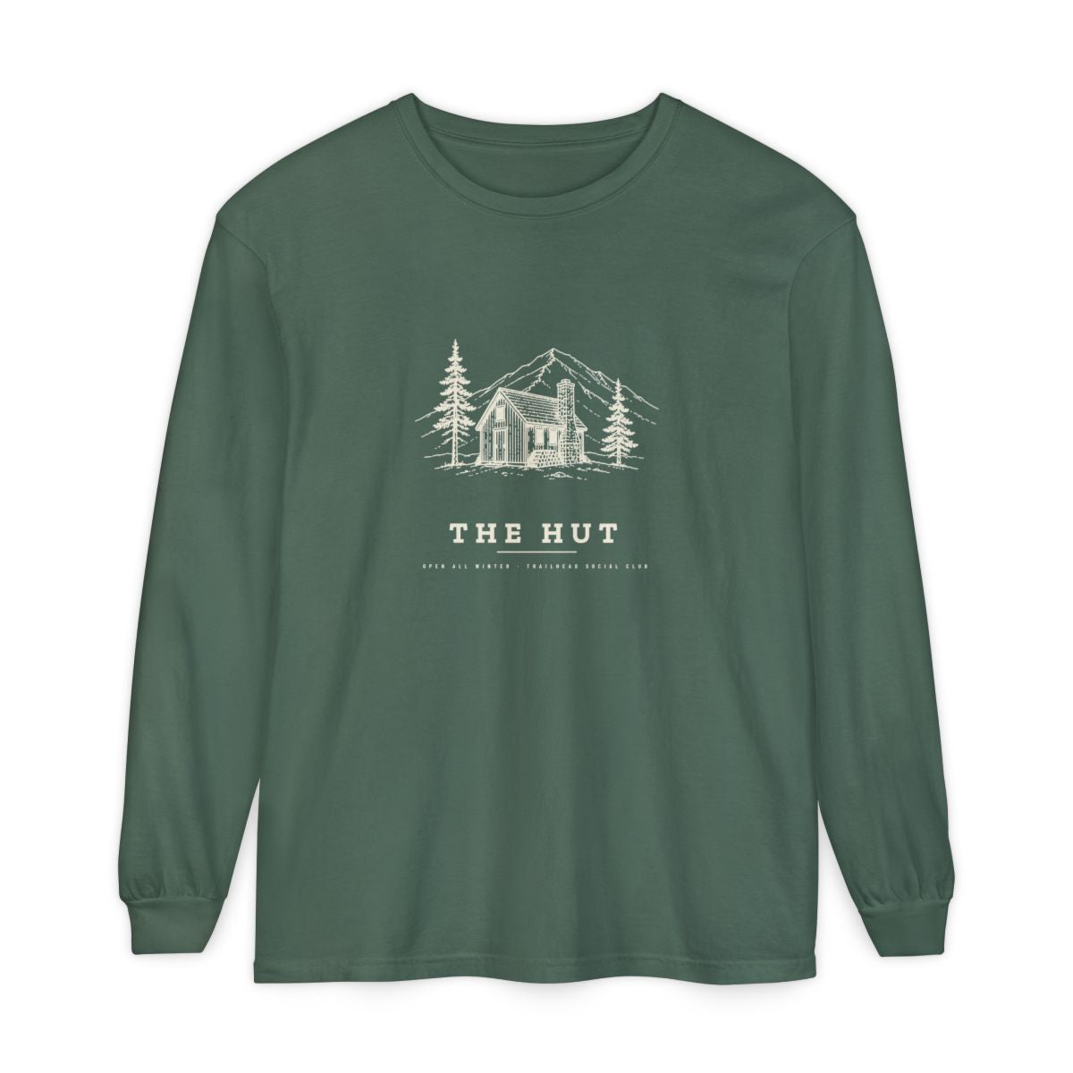Mountain Hut Long Sleeve Tee in Blue Spruce, front view