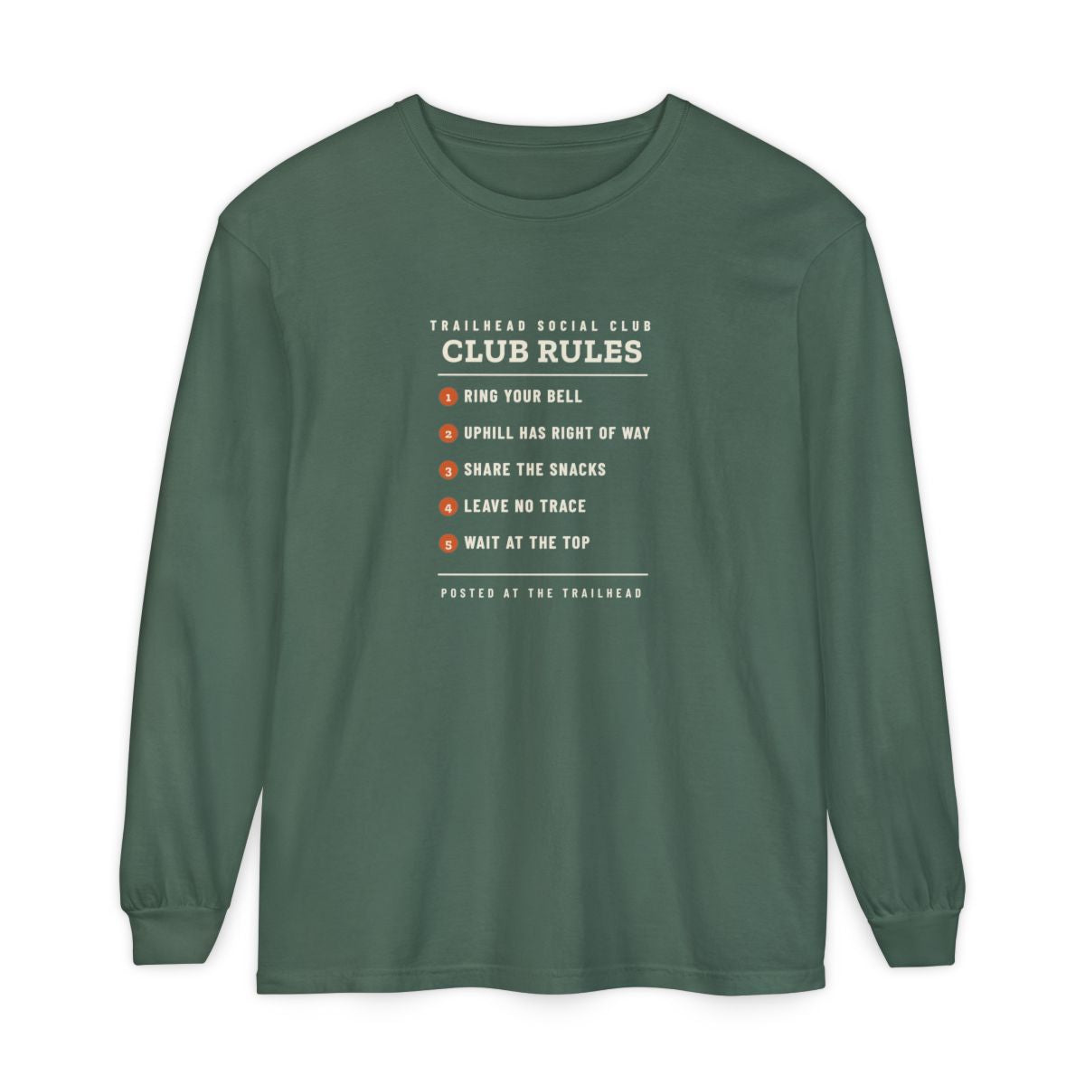 Club Rules Long Sleeve Tee in Blue Spruce, front view