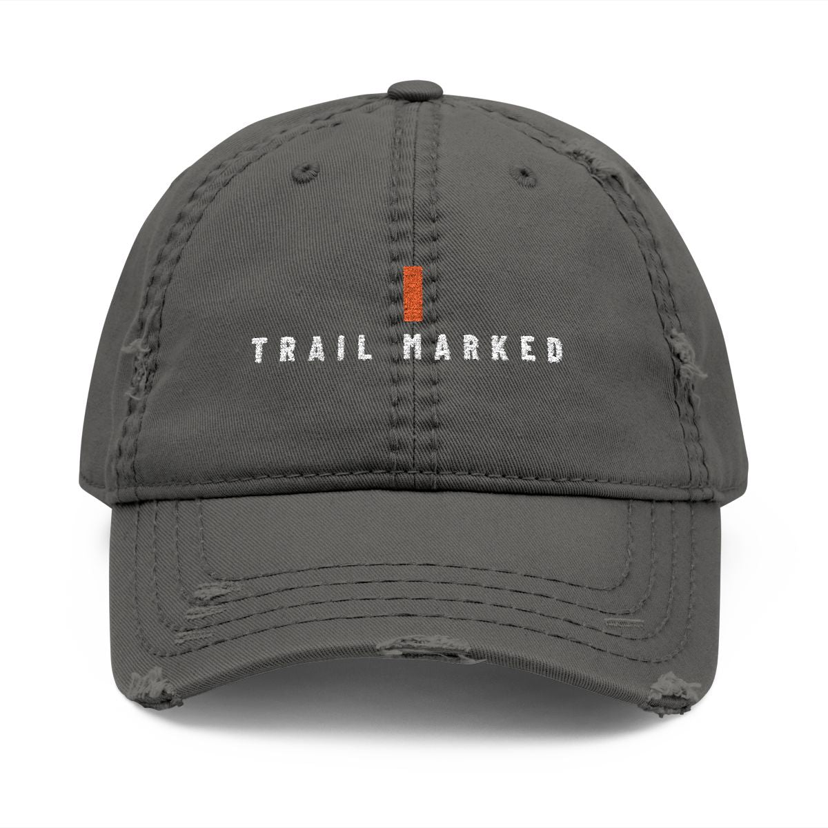 Trail Marked Dad Hat in Charcoal Grey, front view