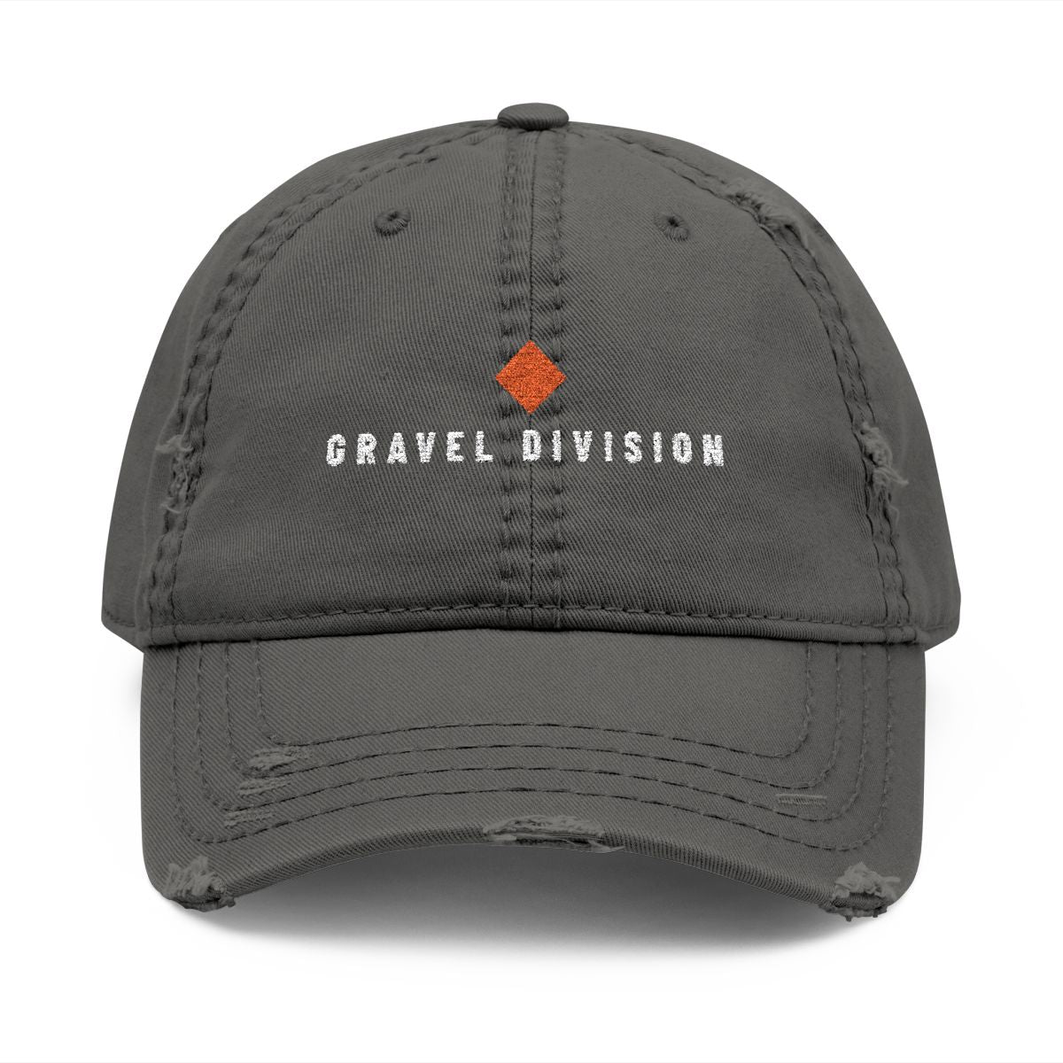 Gravel Division Dad Hat in Charcoal Grey, front view
