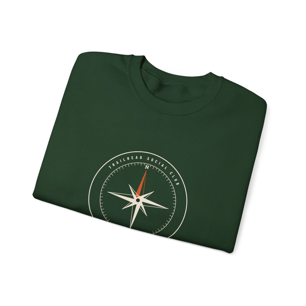 True North Crewneck in Forest Green, folded