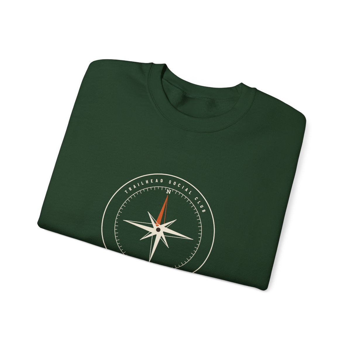 True North Crewneck in Forest Green, folded