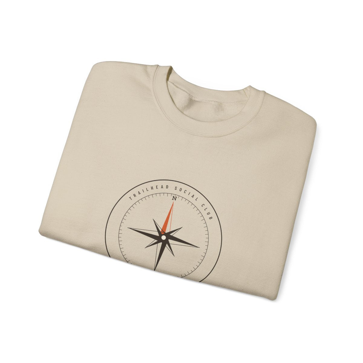 True North Crewneck in Sand, folded