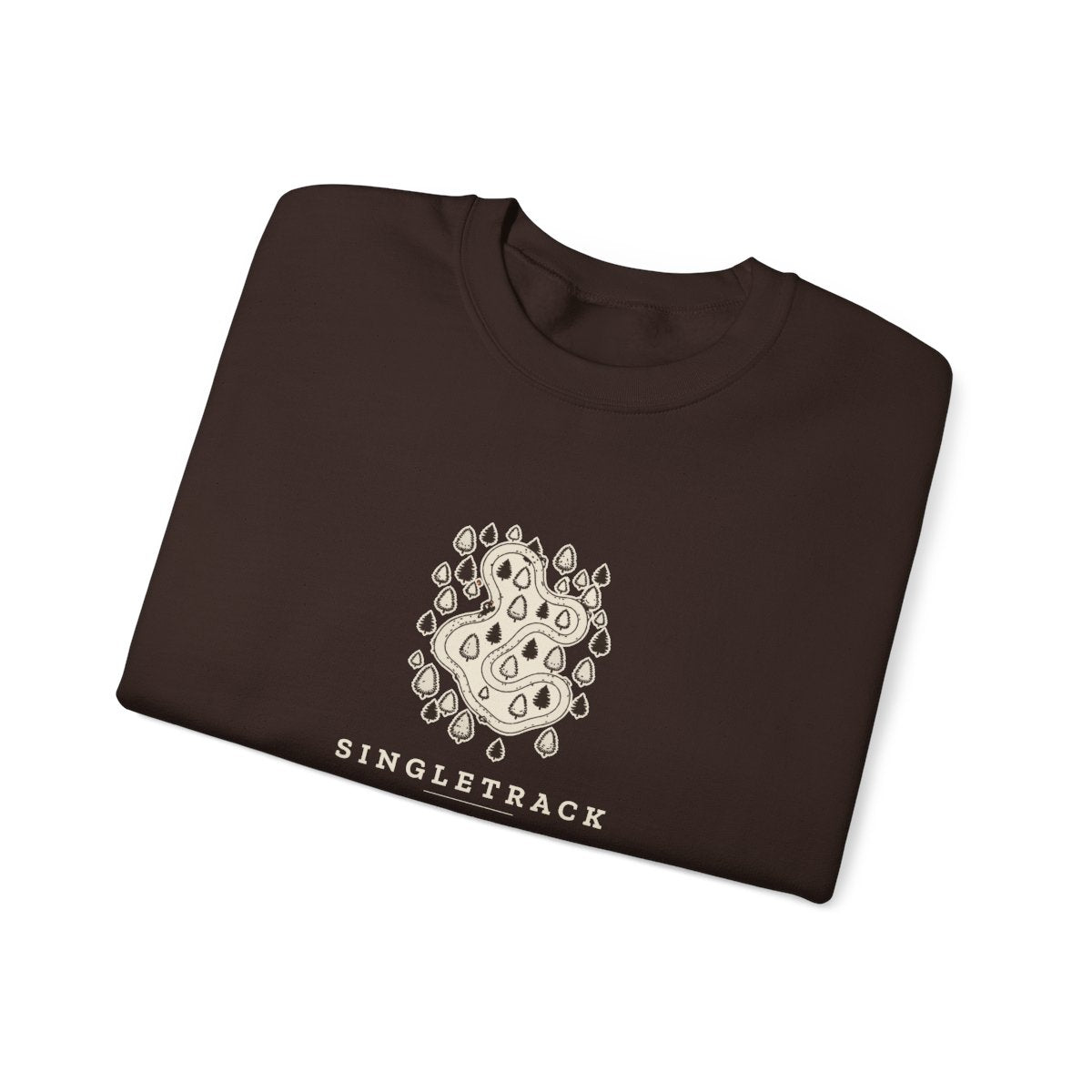 Singletrack Crewneck in Dark Chocolate, folded