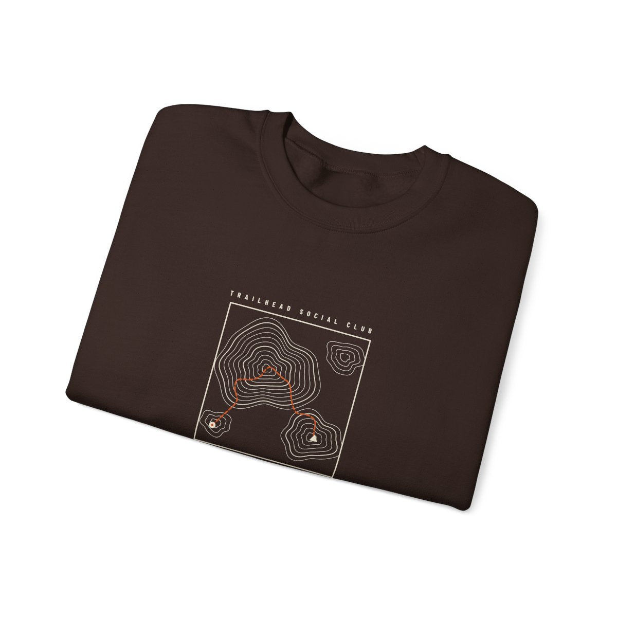 Route Map Crewneck in Dark Chocolate, folded