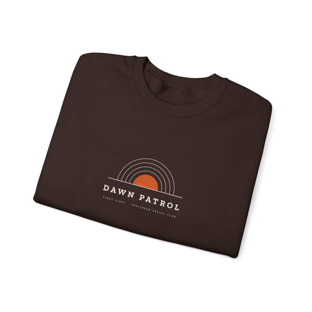 Dawn Patrol Crewneck in Dark Chocolate, folded