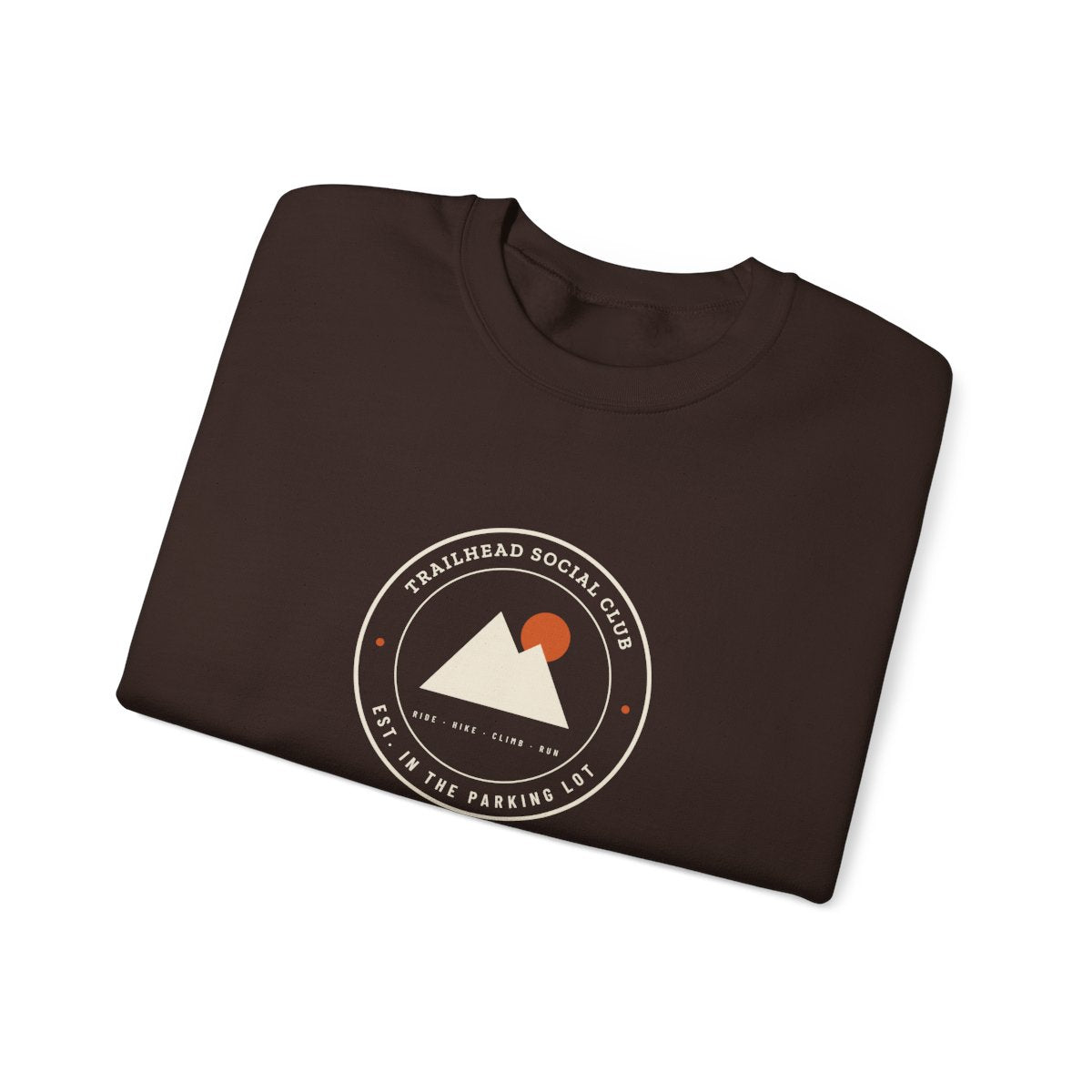 Parking Lot Seal Crewneck in Dark Chocolate, folded