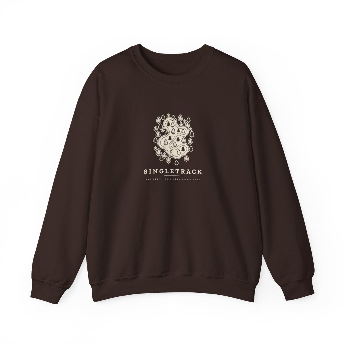 Singletrack Crewneck in Dark Chocolate, front view