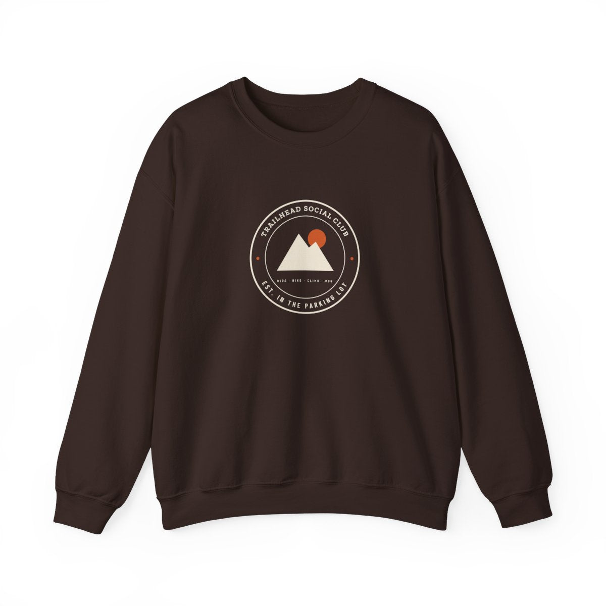 Parking Lot Seal Crewneck in Dark Chocolate, front view