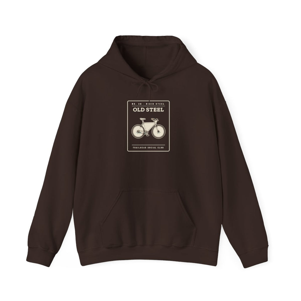 Old Steel Hoodie in Dark Chocolate, front view