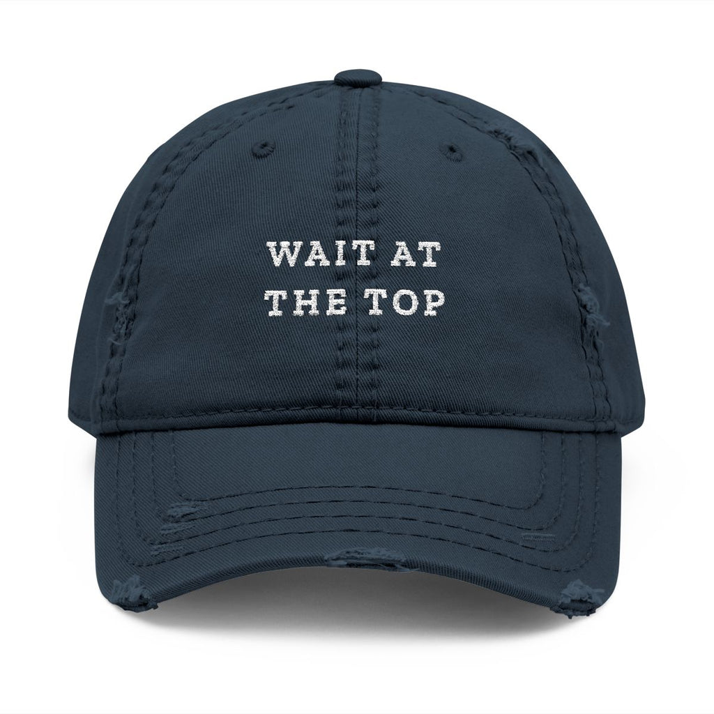 Wait at the Top Dad Hat in Dark Navy, front view