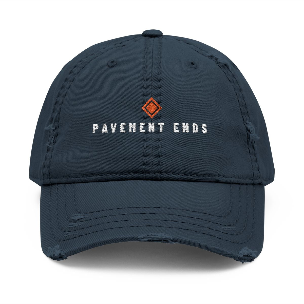 Pavement Ends Dad Hat in Dark Navy, front view