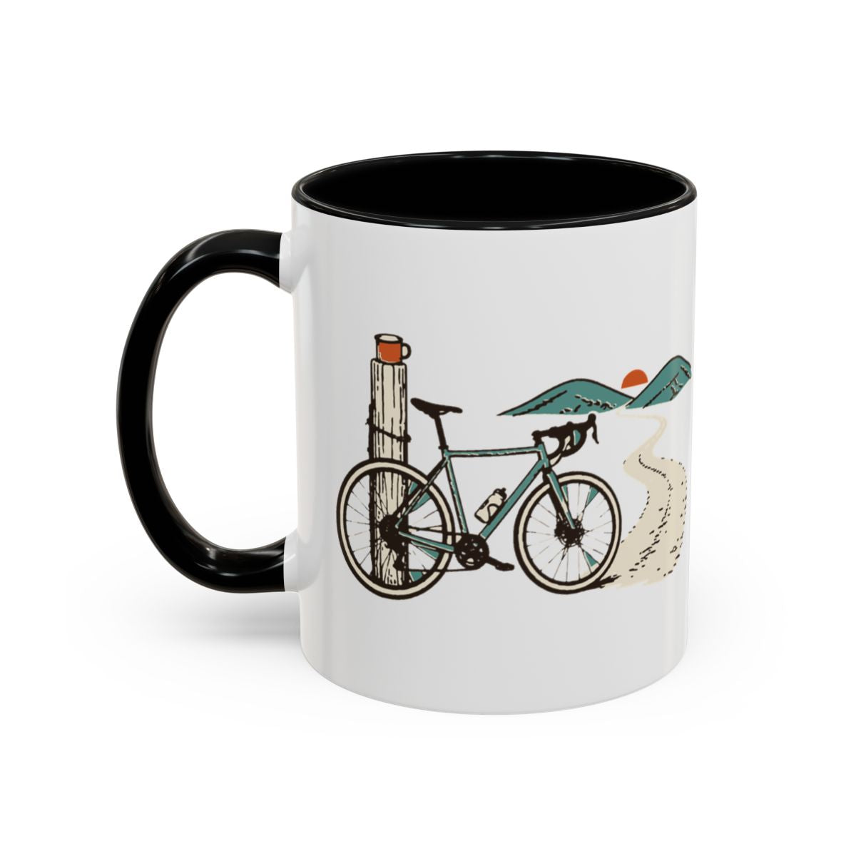 Dirt Before Desk Mug in Black, gravel bike side
