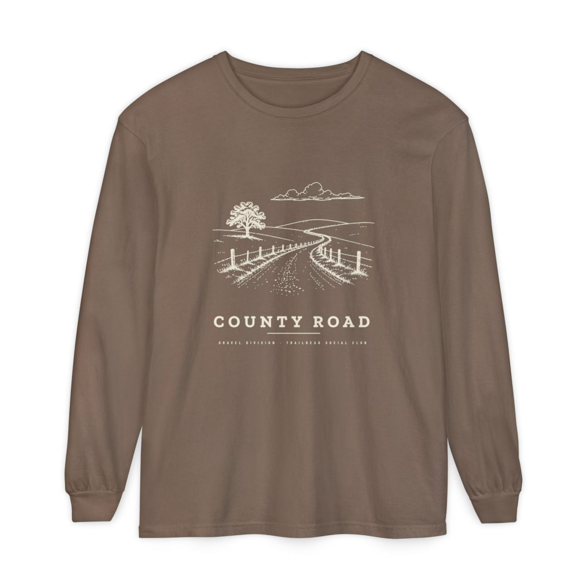 County Road Long Sleeve Tee in Espresso, front view