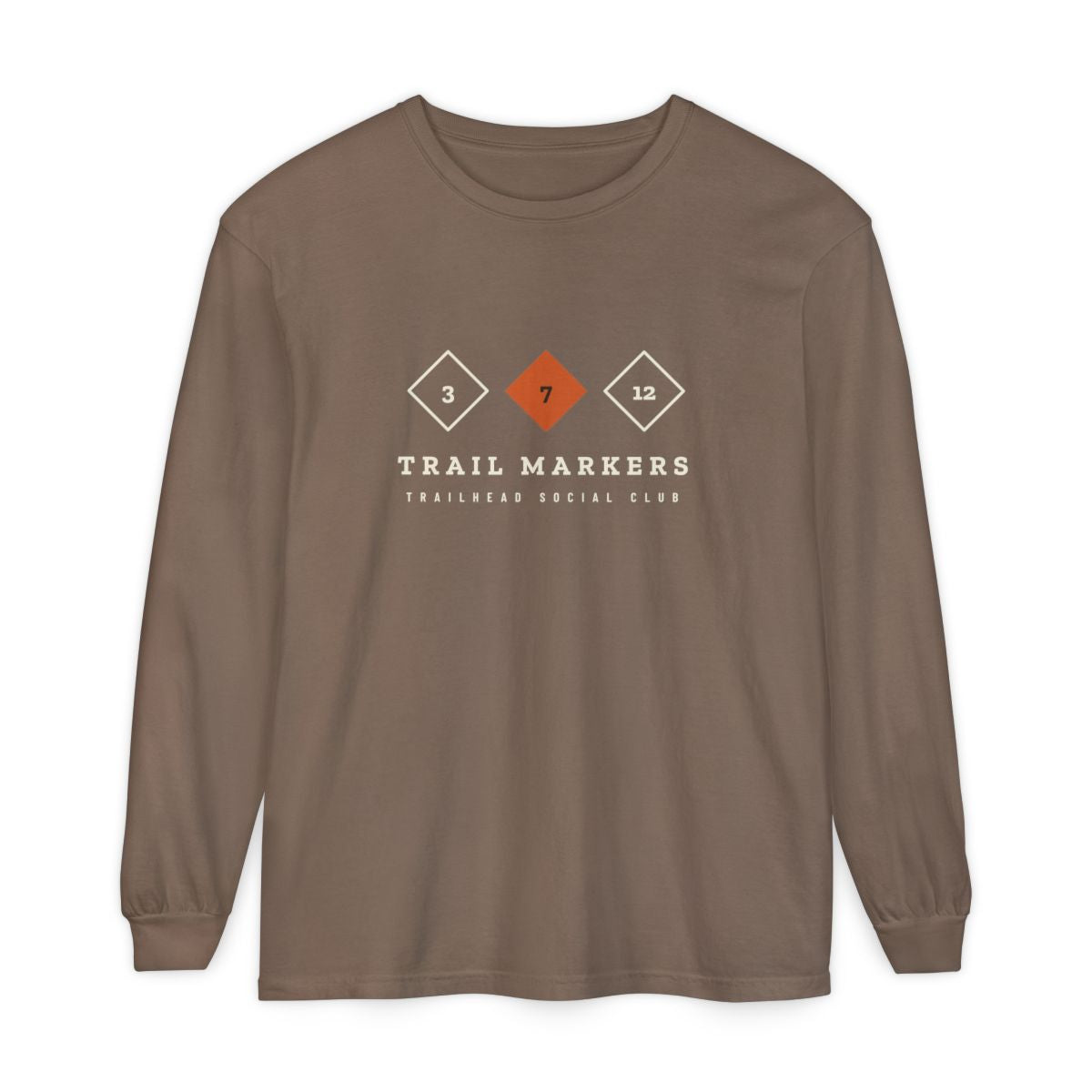 Trail Markers Long Sleeve Tee in Espresso, front view