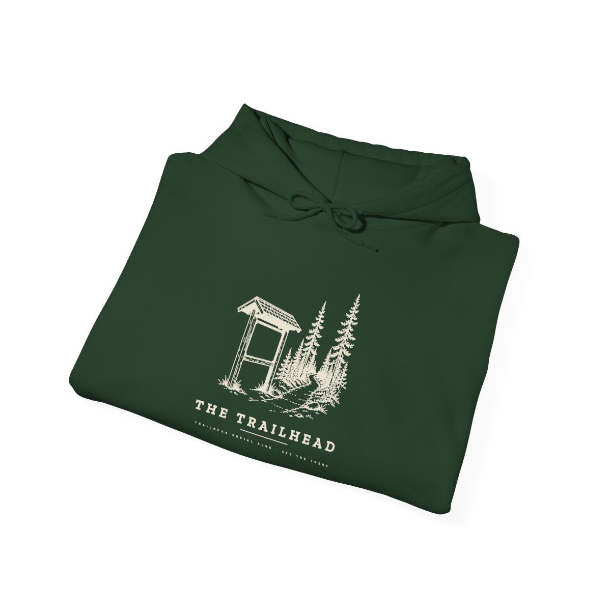 The Trailhead Hoodie in Forest Green, folded