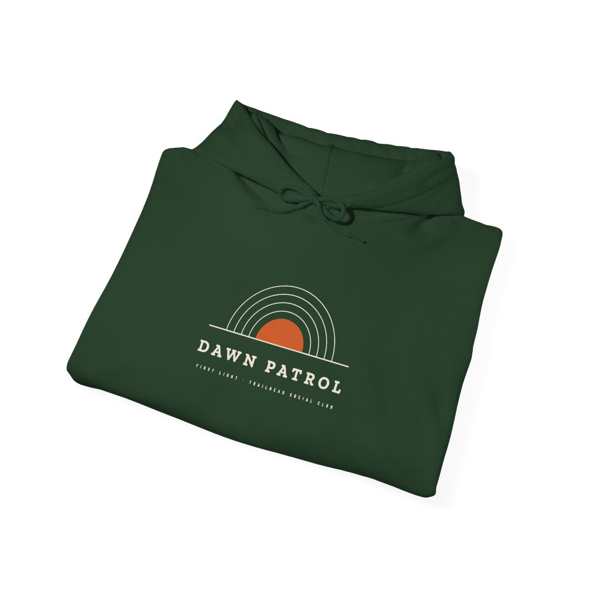 Dawn Patrol Hoodie in Forest Green, folded