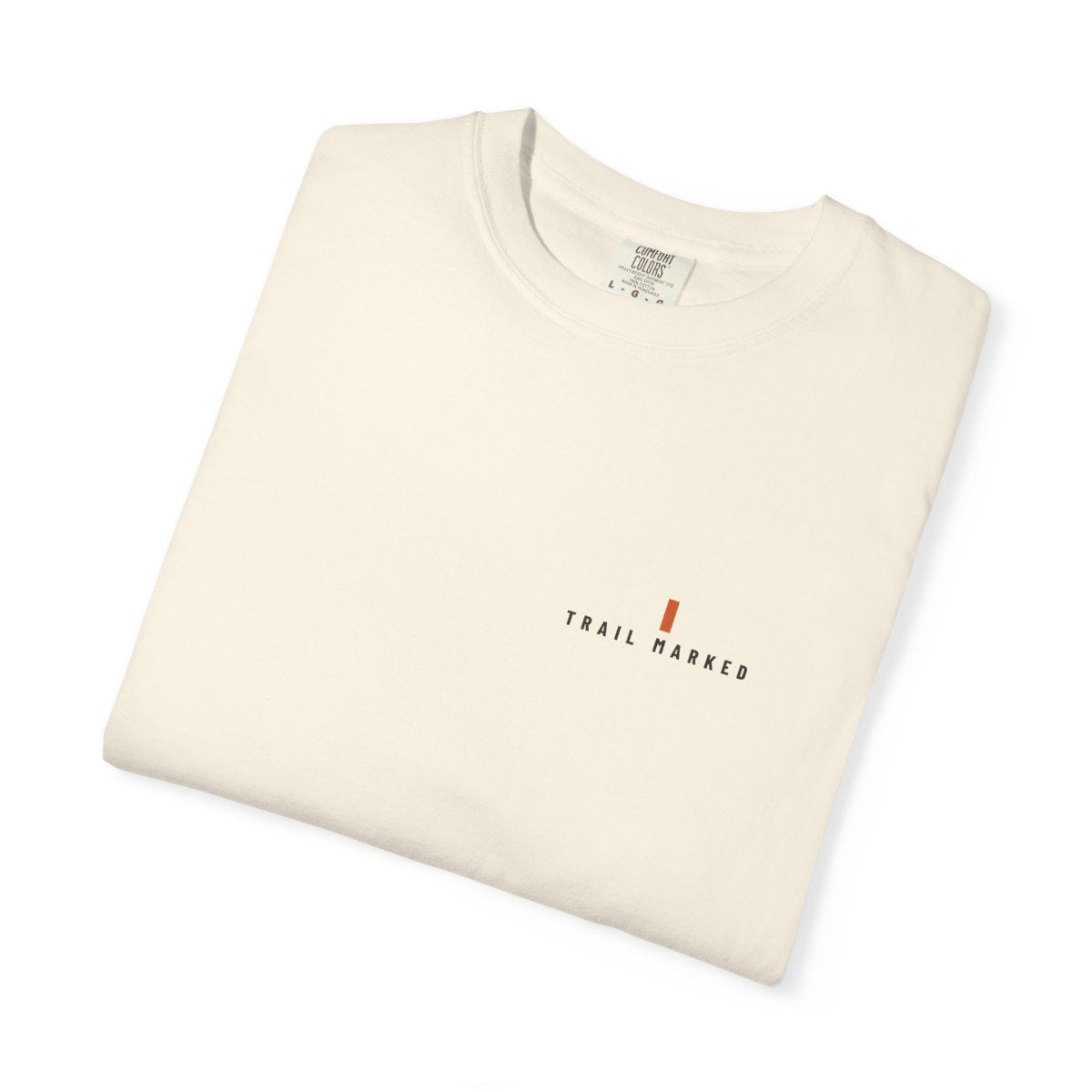 Trail Marked Pocket Tee in Ivory, folded