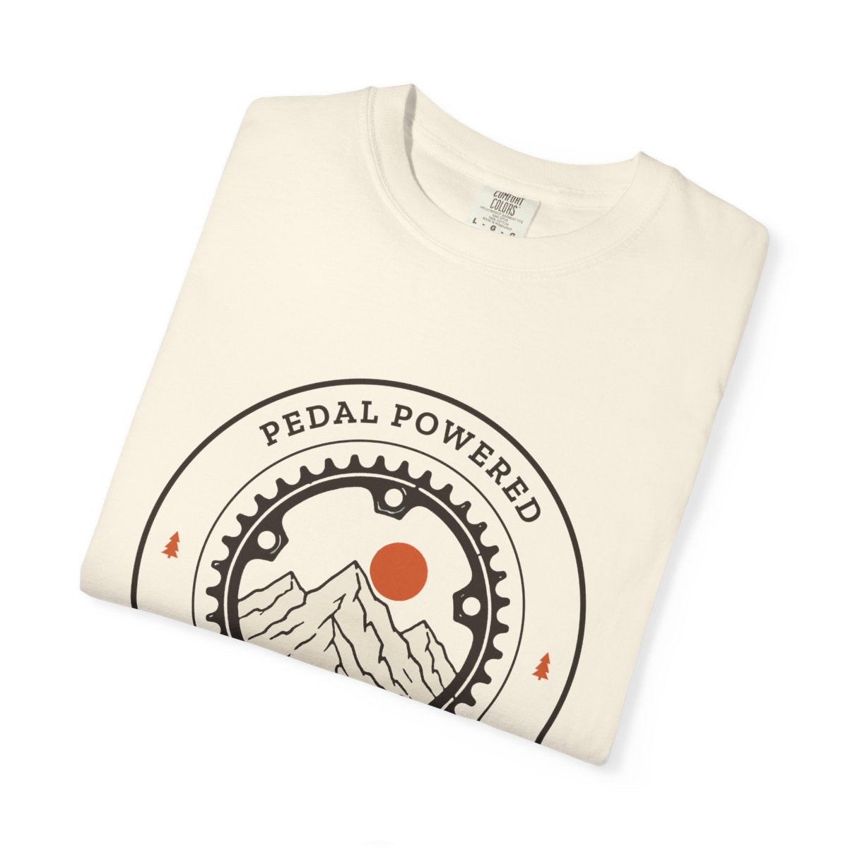 Chainring Tee in Ivory, folded