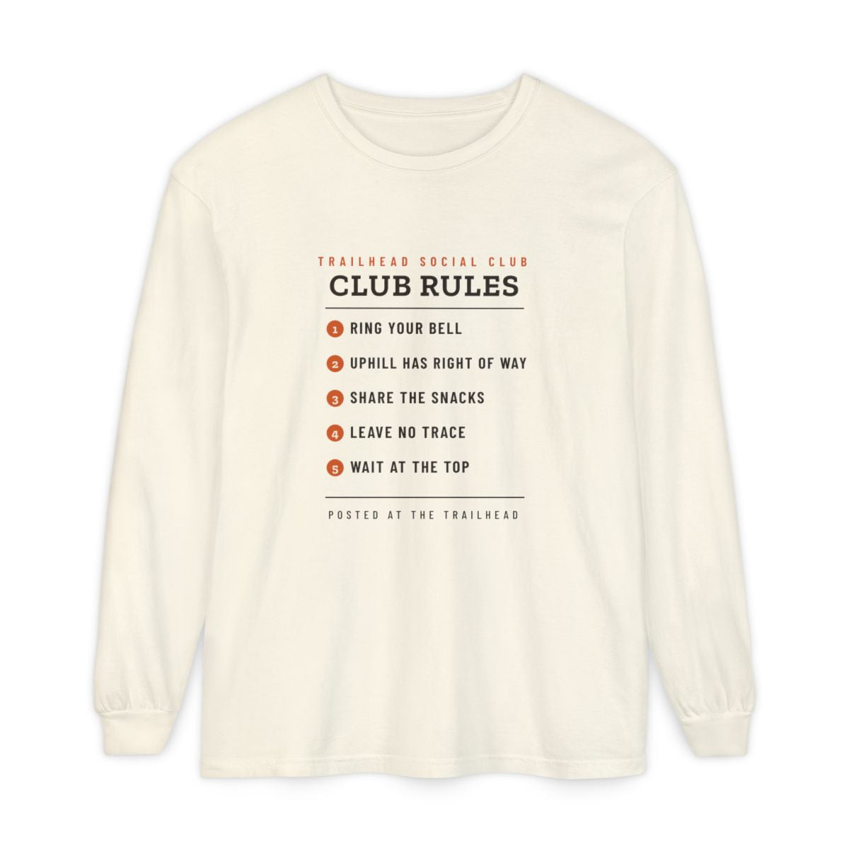 Club Rules Long Sleeve Tee in Ivory, front view