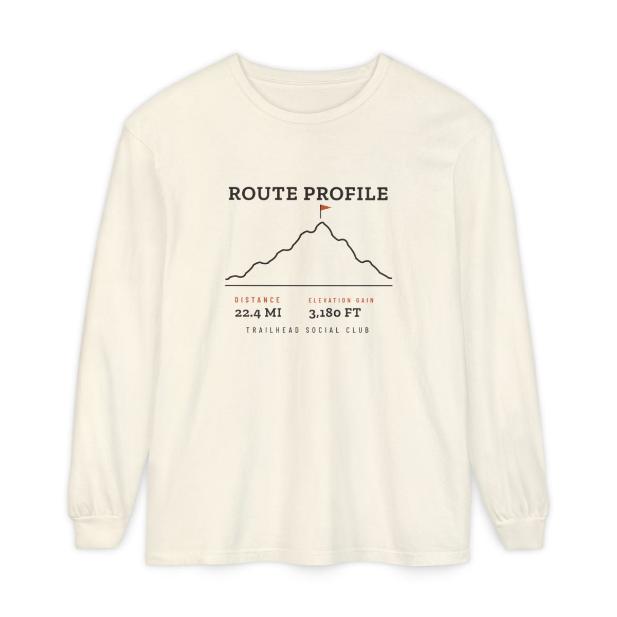 Route Profile Long Sleeve Tee in Ivory, front view